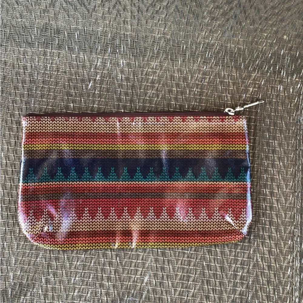 Fossil Burgundy Multicolored Patterned Clutch Bag